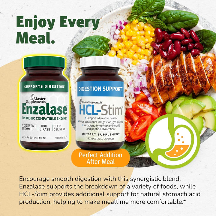 Master Supplements Enzalase Digestive Enzymes Gluten Free Support 50 Capsules