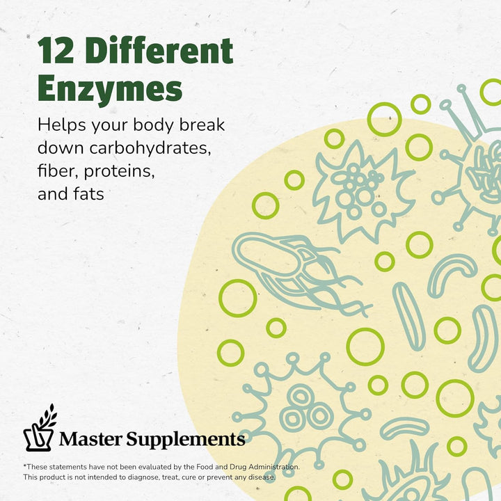 Master Supplements Enzalase Digestive Enzymes Gluten Free Support 50 Capsules