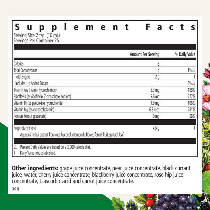 Gaia Floradix Floravital Liquid Iron B Vitamins Energy Support 8 Point 5 oz