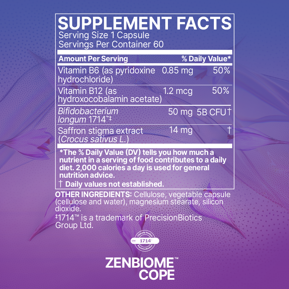 ZenBiome Cope 60 cápsulas de Microbiome Labs: favorece el estrés y el equilibrio emocional.