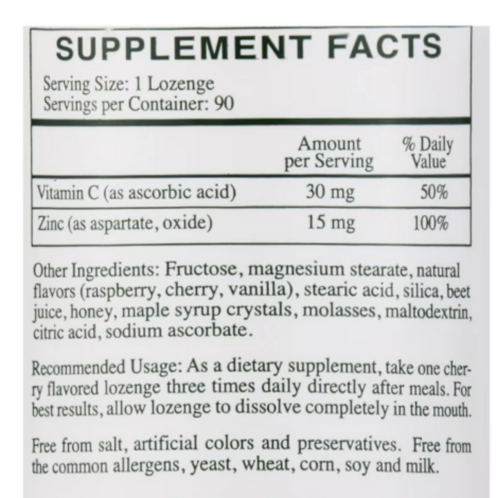 Rx Vitamins Zinc Lozenges 46 MG Zinc Aspartate With Vitamin C 90 Lozenges