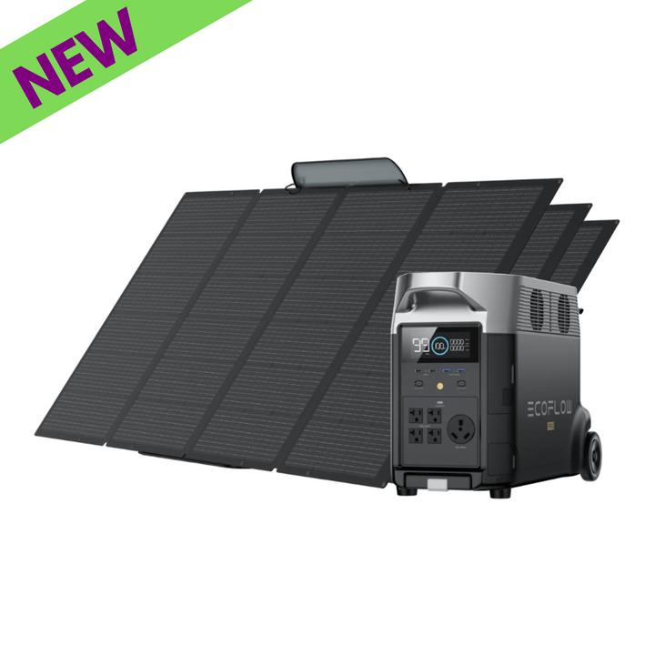 Estación de energía portátil EcoFlow DELTA Pro con tres paneles solares portátiles de 400 W