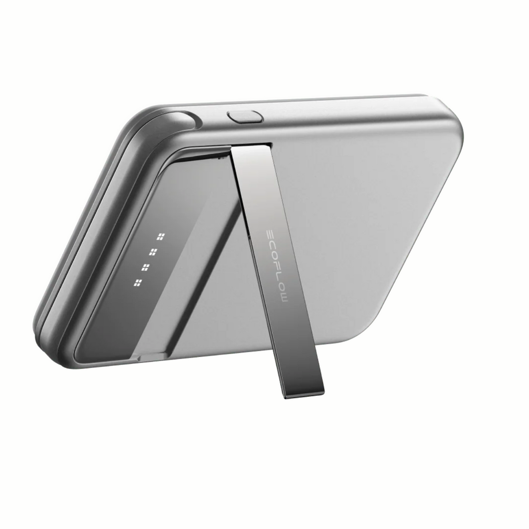 EcoFlow Rapid Magnetic Wireless Power Bank 5000mAh Charging Portable Charger with adjustable stand.