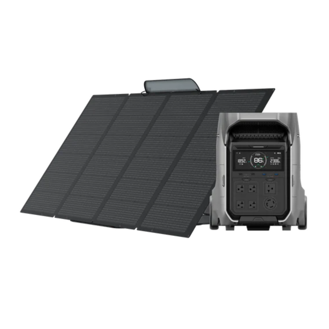 Ecoflow DELTA Pro 3 and One 400W Portable Solar Panel Powerful and Versatile with sleek design and efficient solar power.