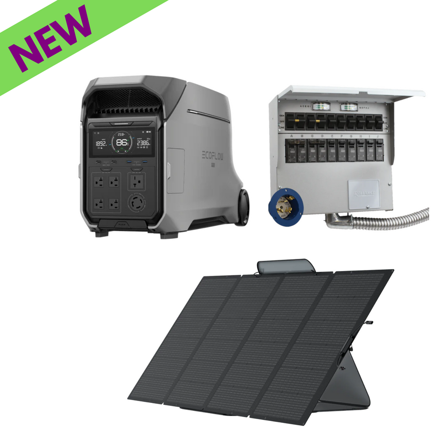 EcoFlow DELTA Pro 3 + 400W Solar Panel + Transfer Switch A510A - New product with renewable energy features
