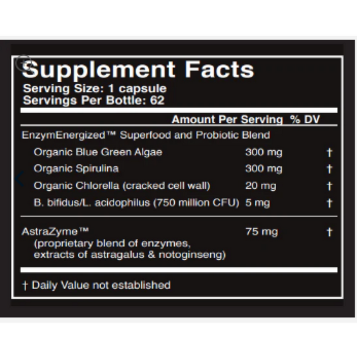 Master Supplements U.S Enzymes CHLORA-XYM 62 Caps Superfood Supplement