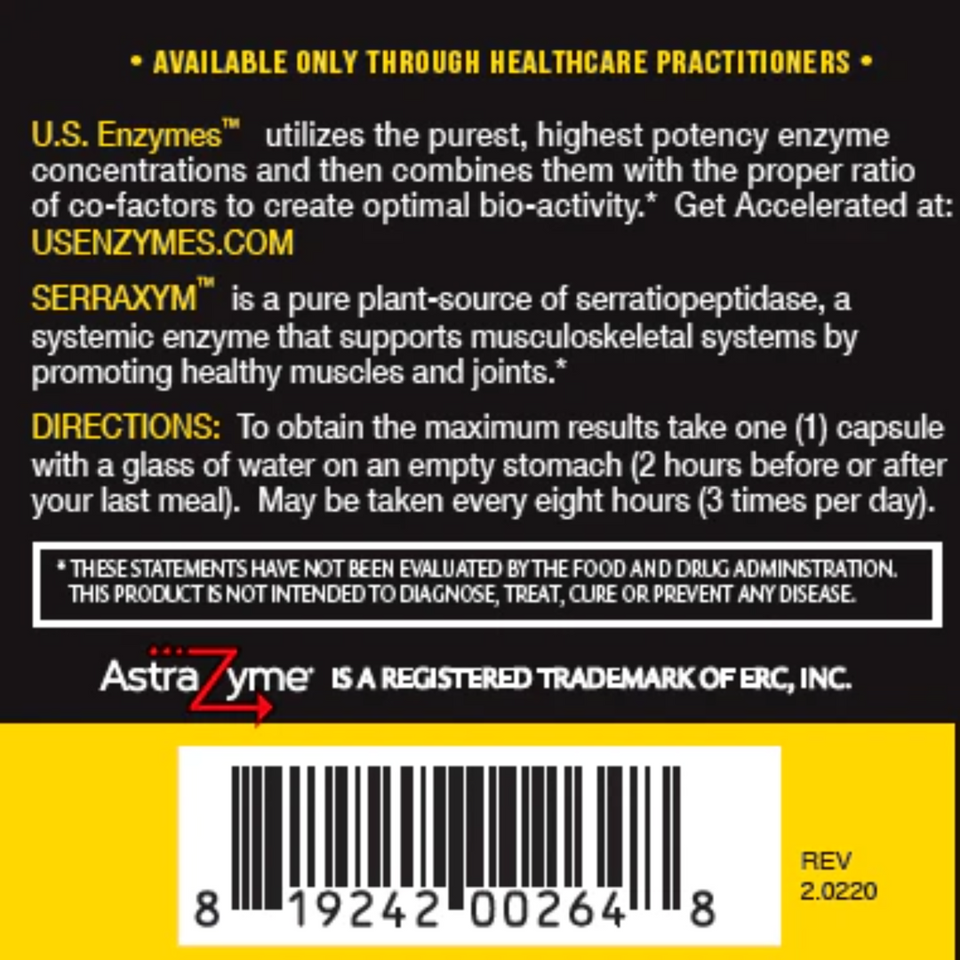 Master Supplements U.S Enzymes Serraxym 93 Capsules Musculoskeletal Support