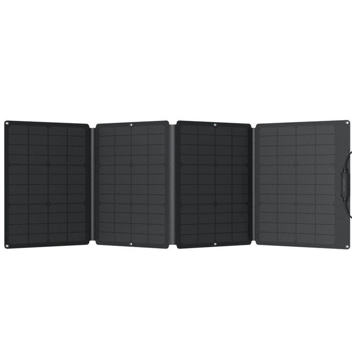 EcoFlow 110W Portable Solar Panel for Outdoor Power Stations and Waterproof Use, showcasing a folded design.