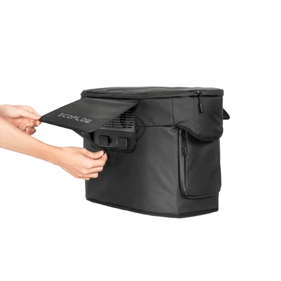 EcoFlow DELTA 2 Max Portable Power Station + DELTA 2 Max Bag Home and Outdoors with zippered compartment in hand