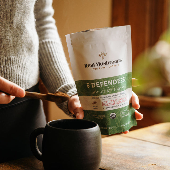 Real Mushrooms 5 Defenders Organic Mushroom Bulk Powder 45g Immune Support