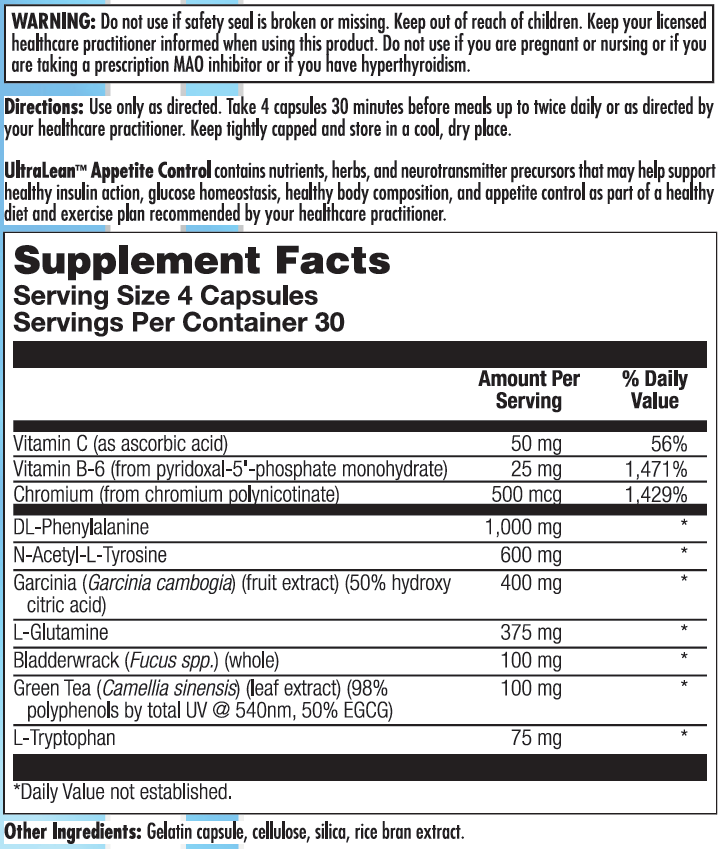 Nutra BioGenesis UltraLean Appetite Control 90 Vcaps Appetite Support