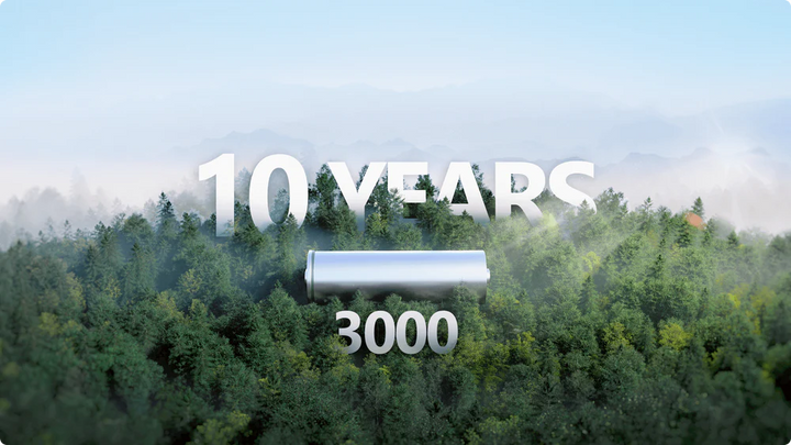 EcoFlow DELTA 2 Max Portable Power Station + DELTA 2 Max Bag Home and Outdoors, showcasing 10 years and 3000 cycles.