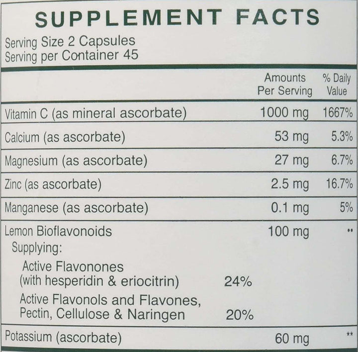 Rx Vitamins Buffered C 500 Mg 90 Capsules Bioflavonoids