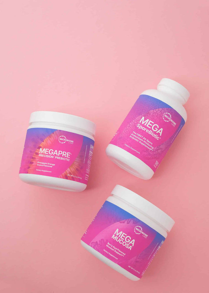 Polvo MegaMucosa de Microbiome Labs (157 g) que favorece la salud del revestimiento intestinal y el sistema inmunitario.