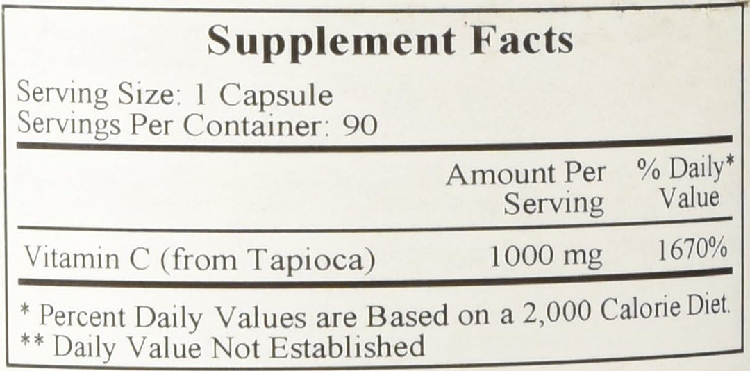 Fórmulas Ecológicas Vitamina C1000 90 Cápsulas de Tapioca Favorece el Bienestar