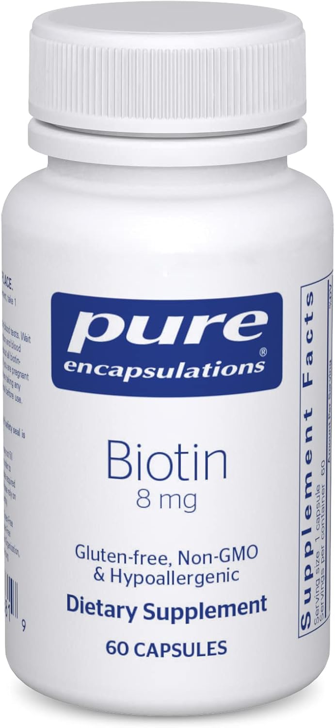 Pure Encapsulations Biotin 8 mg For Hair Skin Nail Metabolism Support 60 Caps