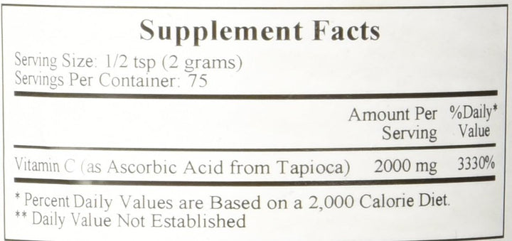 Vitamina C de tapioca en polvo (150 g) de fórmulas ecológicas que favorece el sistema inmunitario.