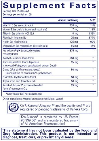 Pure Encapsulations Mitochondria ATP Energy Cell Function Antioxidants 120 Caps