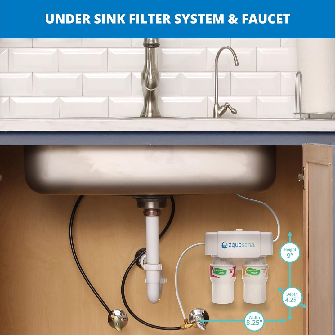 Aquasana AQ-5200.56 Under Sink Water Filter System with Chrome Faucet Two Stage