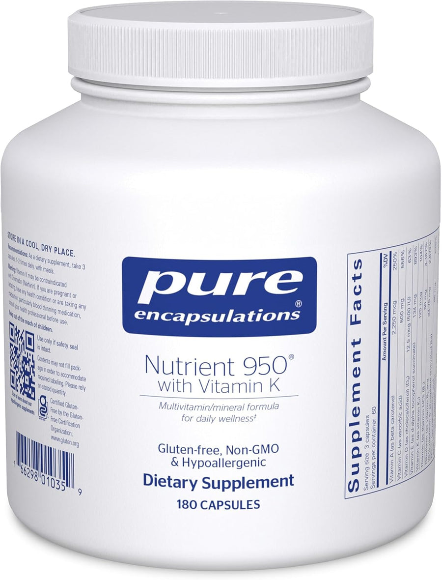 Pure Encapsulations Nutrient 950 Vitamin K Bone Heart Support 180 Capsules.