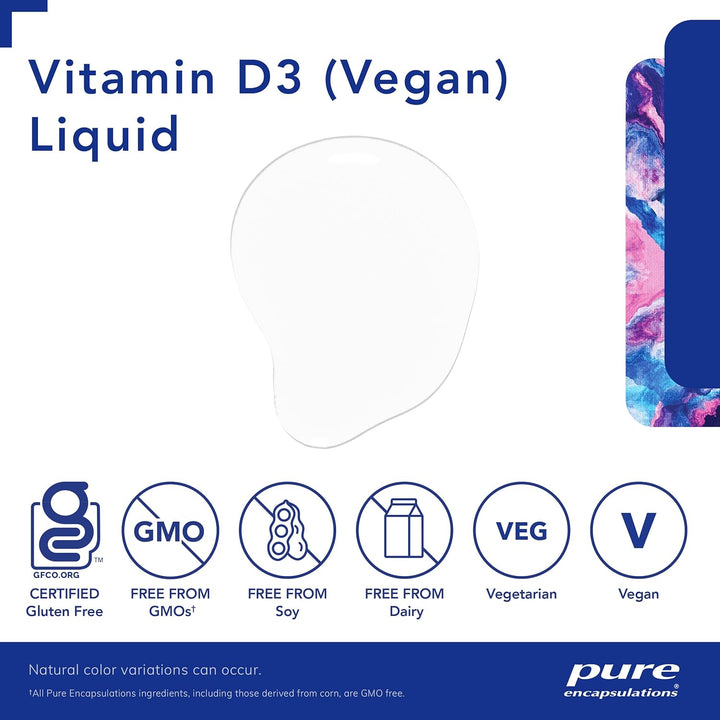 Pure Encapsulations Vitamin D3 Vegan Supports Bone and Immune Health 0.3 Fl oz