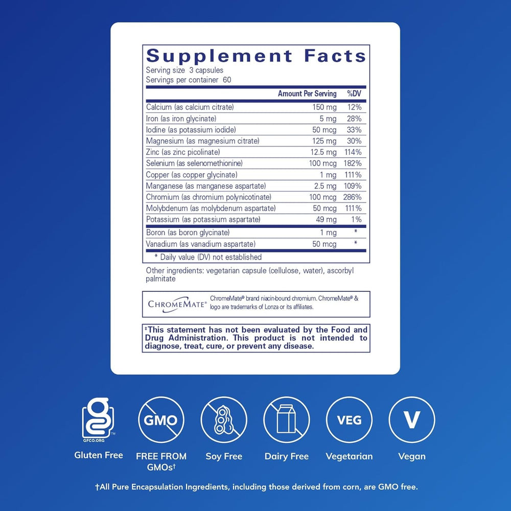 Pure Encapsulations Mineral 650 Chelated Multimineral Formula 180 Capsules.
