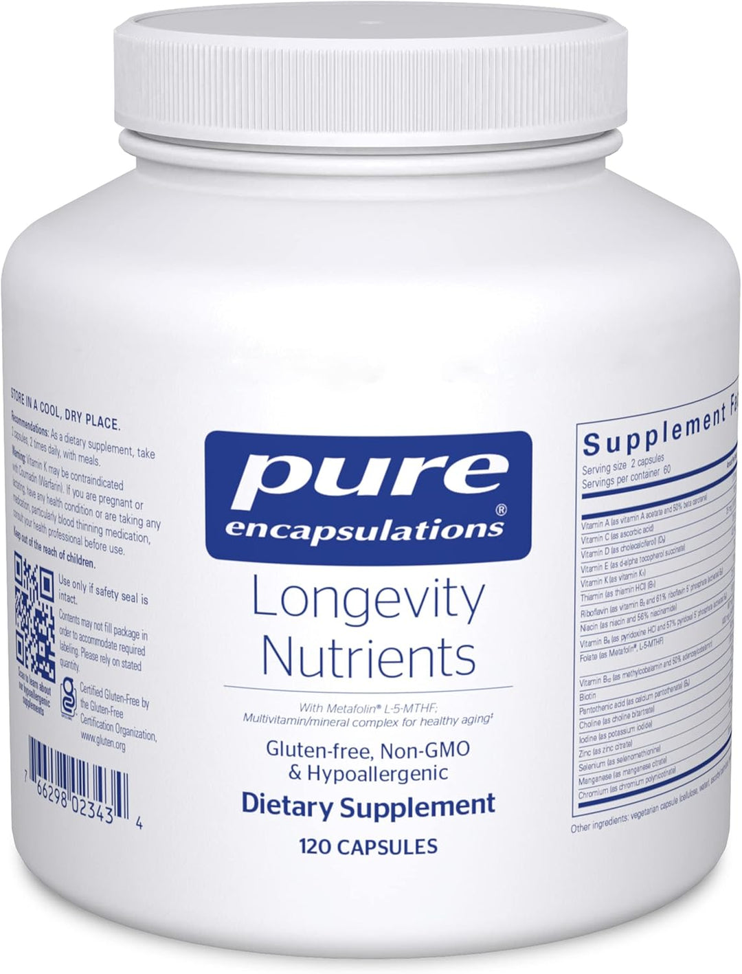 Pure Encapsulations Longevity Nutrients Supports Brain and Bone Health 120 Caps