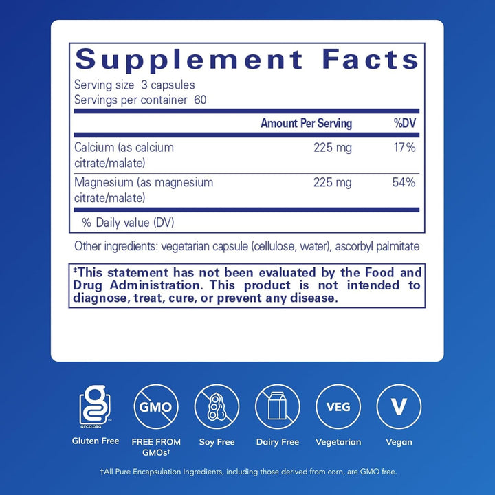 Pure Encapsulations Calcium Magnesium Supports Bone Health 180 Capsules