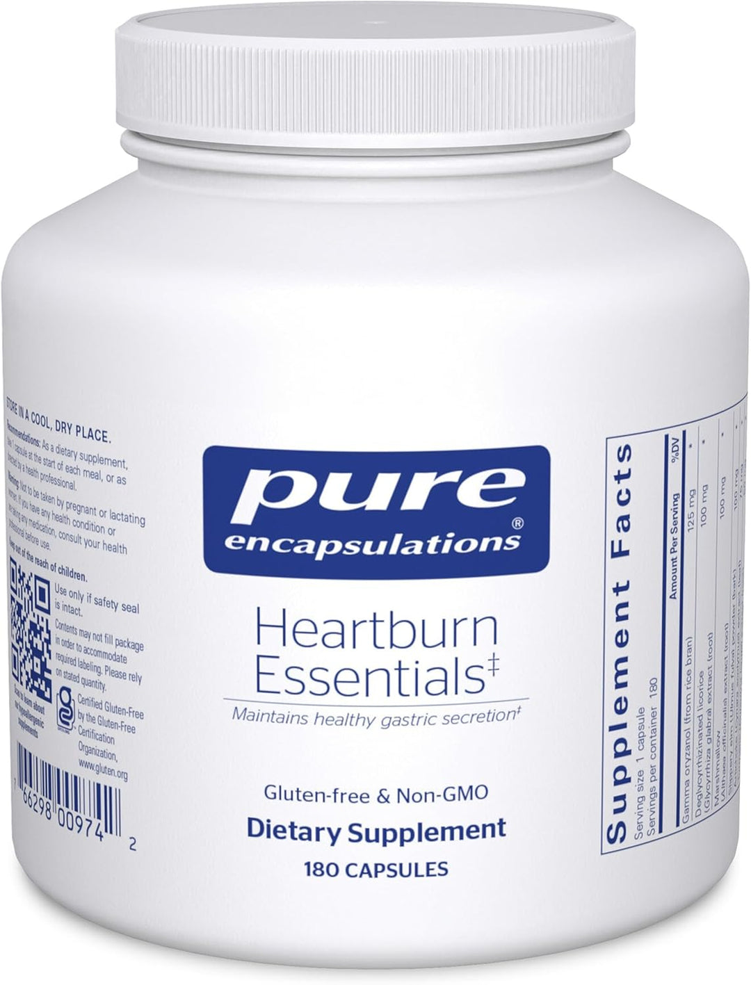 Pure Encapsulations Heartburn Essentials Supports Digestive Comfort 180 Capsules