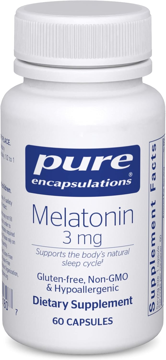 Pure Encapsulations Melatonin 3 mg Supports Restful Sleep Cycle 60 Capsules