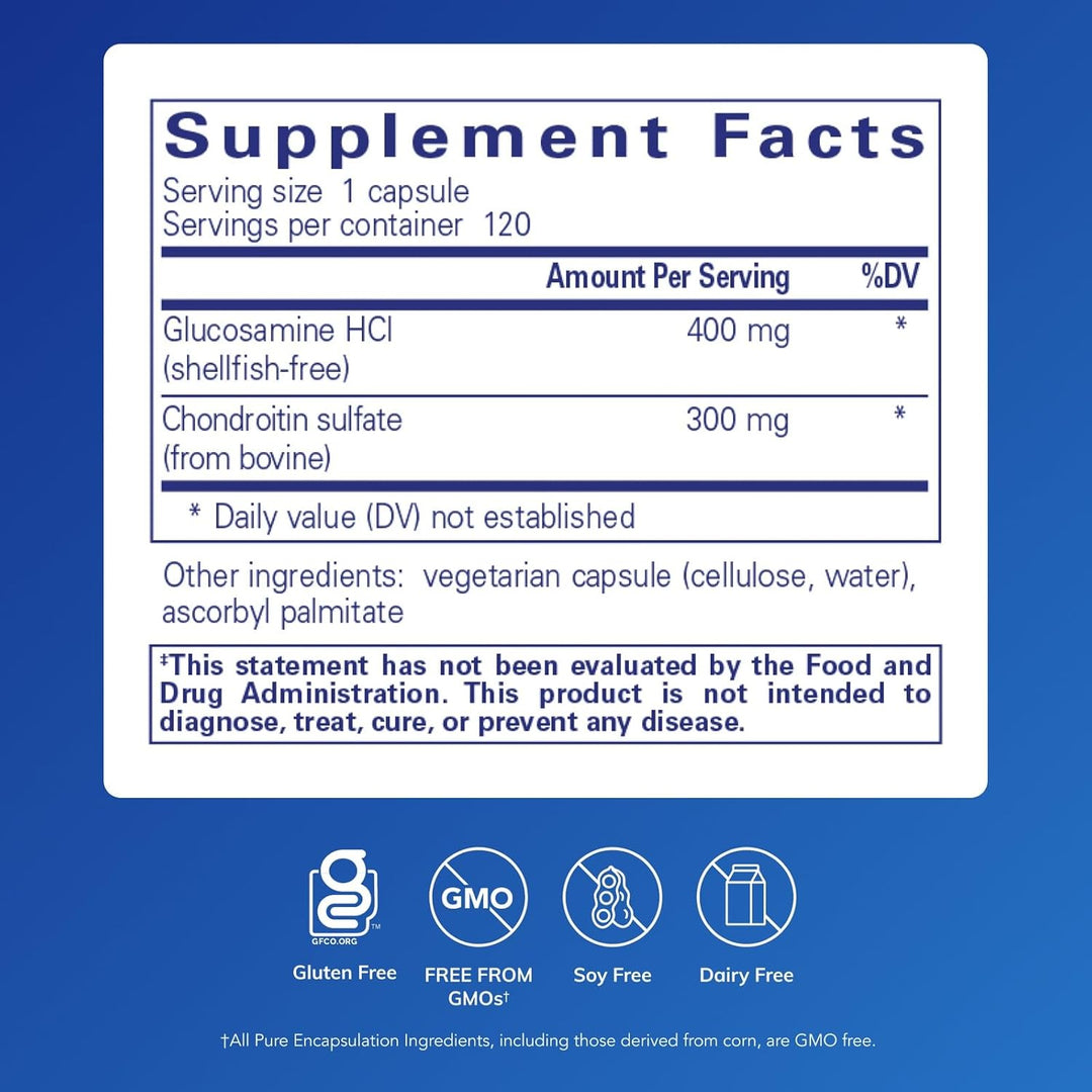 Pure Encapsulations Glucosamine HCL + Chondroitin Shellfish Free 120 Capsules