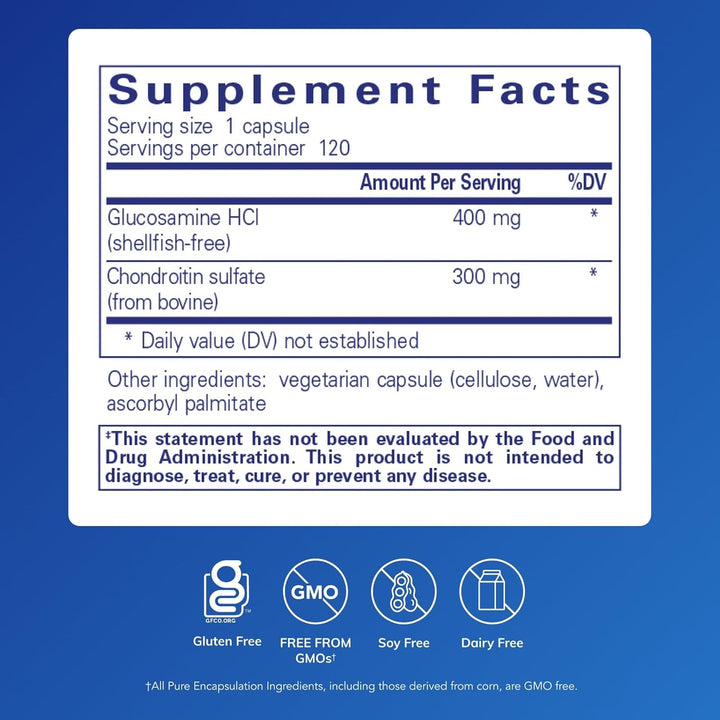 Pure Encapsulations Glucosamine HCL + Chondroitin Shellfish Free 120 Capsules