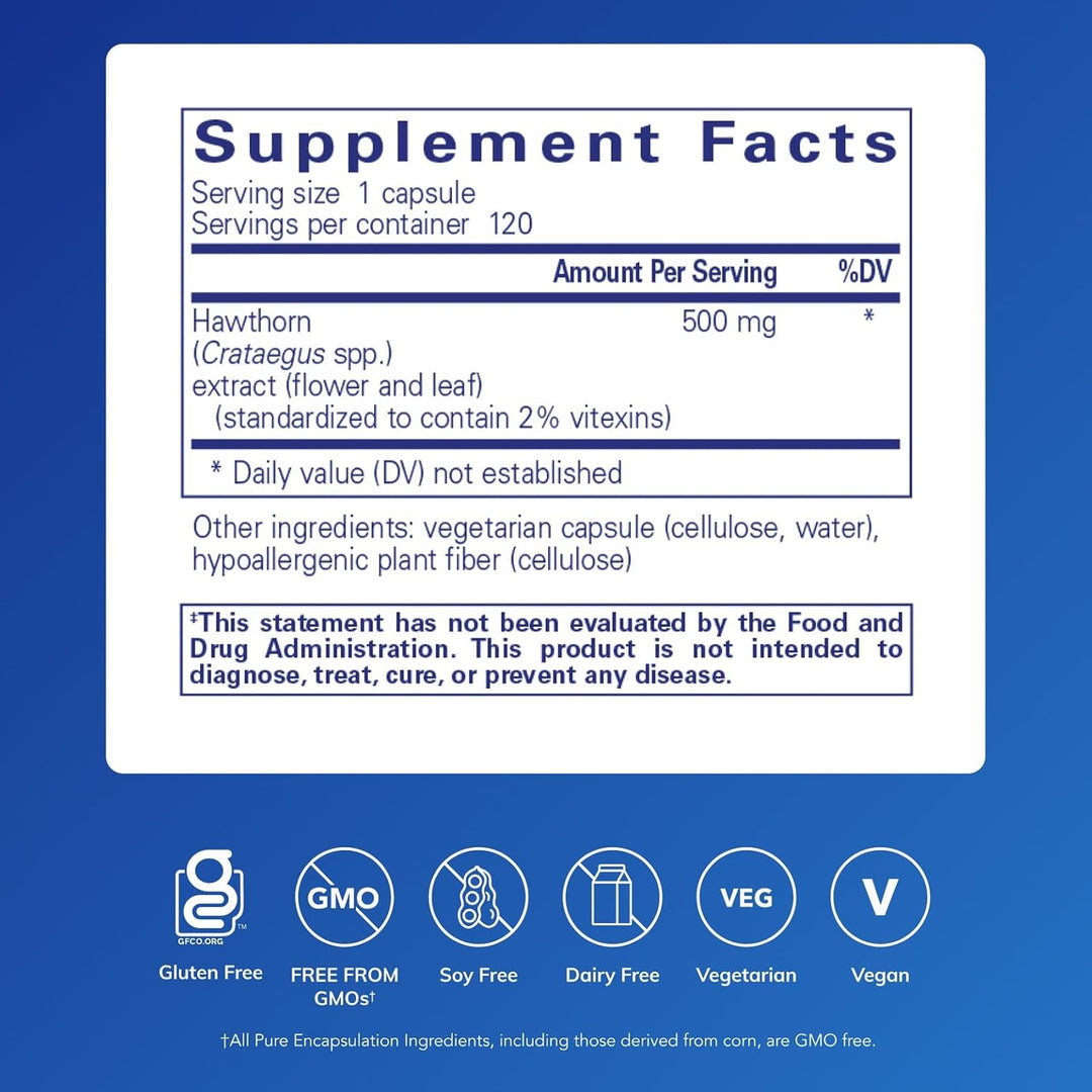 Pure Encapsulations Hawthorn Extract Supports Heart Function 120 Capsules