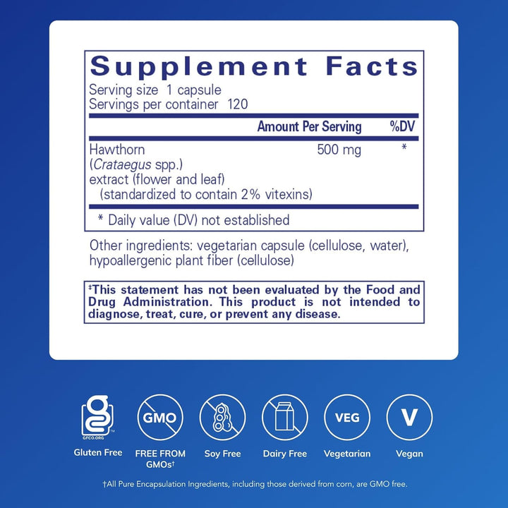 Pure Encapsulations Hawthorn Extract Supports Heart Function 120 Capsules