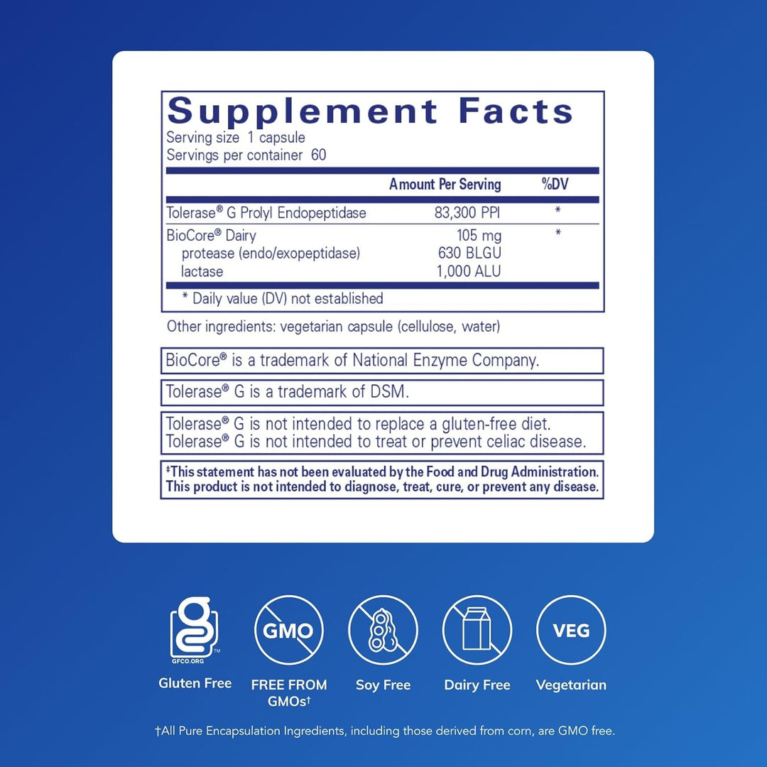 Pure Encapsulations Gluten Dairy Digest Supports Digestive Comfort 60 Capsules