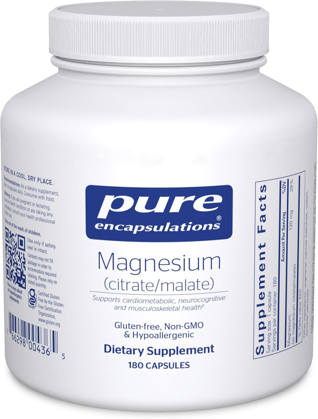 Pure Encapsulations Magnesium Citrate/Malate Supports Energy 180 Capsules
