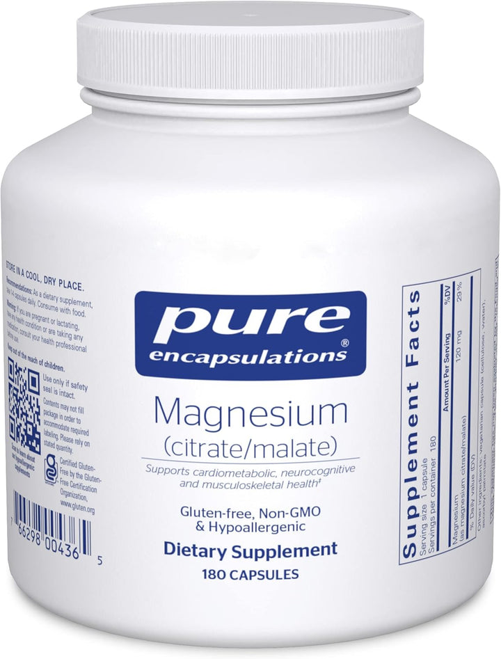 Pure Encapsulations Magnesium Citrate/Malate Supports Energy 180 Capsules