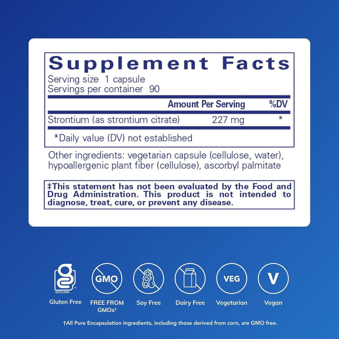 Pure Encapsulations Strontium Citrate Supports Bone Strength 90 Capsules