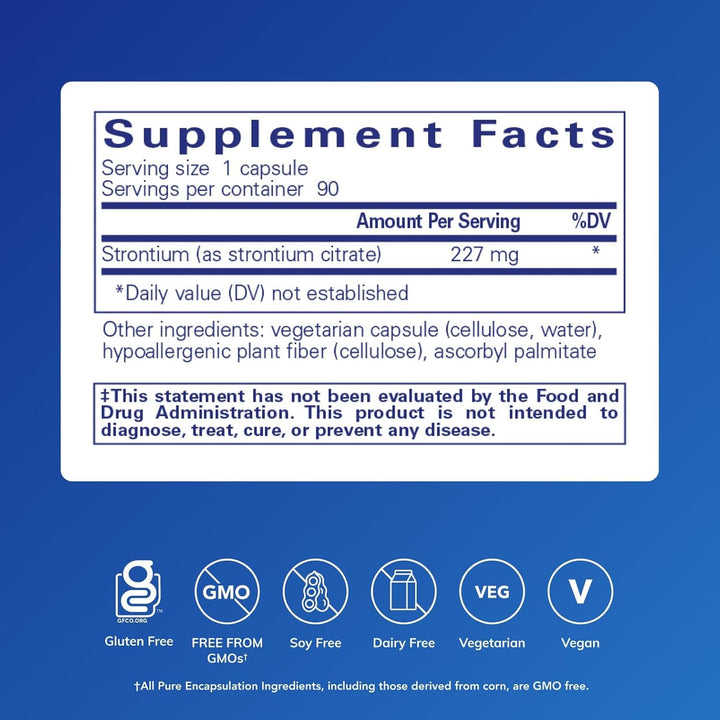 Pure Encapsulations Strontium Citrate Supports Bone Strength 90 Capsules