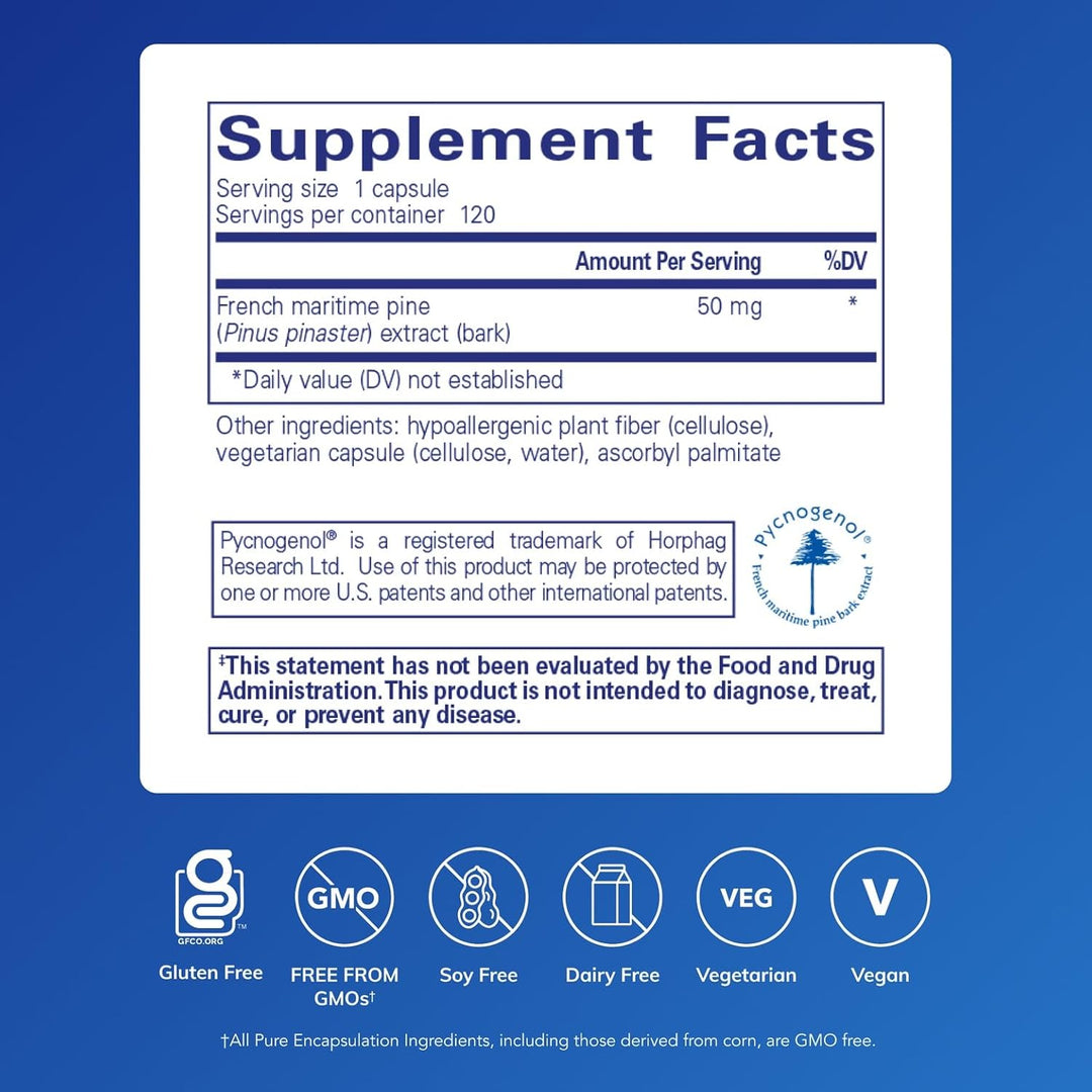 Pure Encapsulations Pycnogenol Pine Bark Extract 50 mg 120 Capsules
