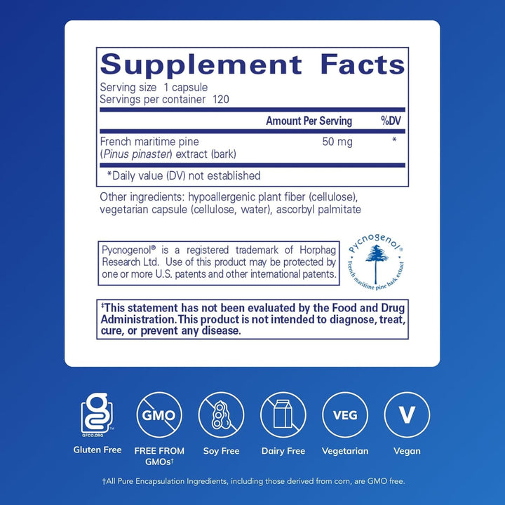 Pure Encapsulations Pycnogenol Pine Bark Extract 50 mg 120 Capsules