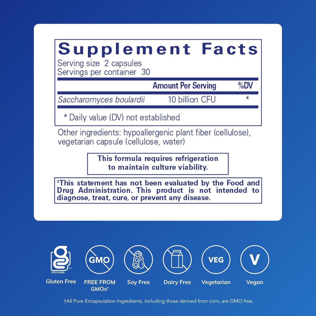 Pure Encapsulations Saccharomyces Boulardii Gut Flora Support 60 Capsules.