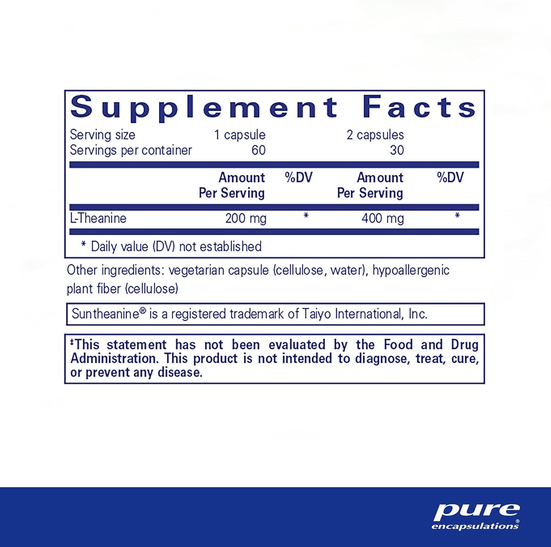 Pure Encapsulations L-Theanine Supports Relaxation and Nervous System 60 Caps