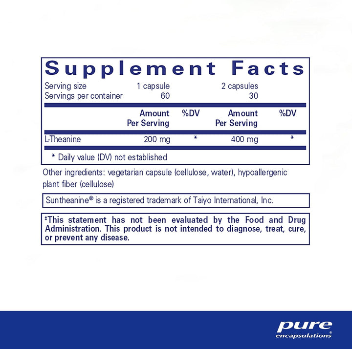 Pure Encapsulations L-Theanine Supports Relaxation and Nervous System 60 Caps