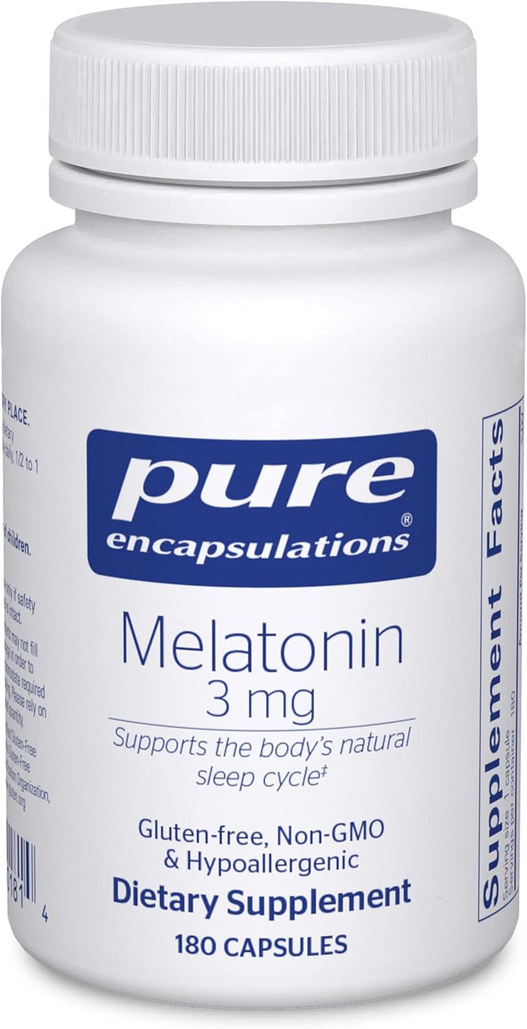 Pure Encapsulations Melatonin 3 mg Supports Restful Sleep Cycle 180 Capsules