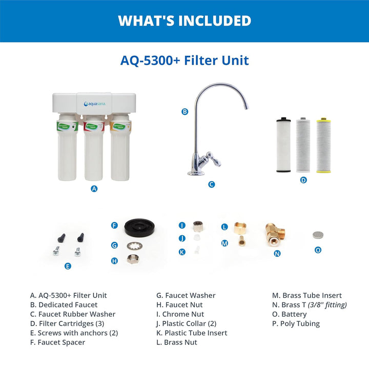 Aquasana AQ-5300+.62 Under Sink Water Filter 3 Stage Oil-Rubbed Bronze Faucet