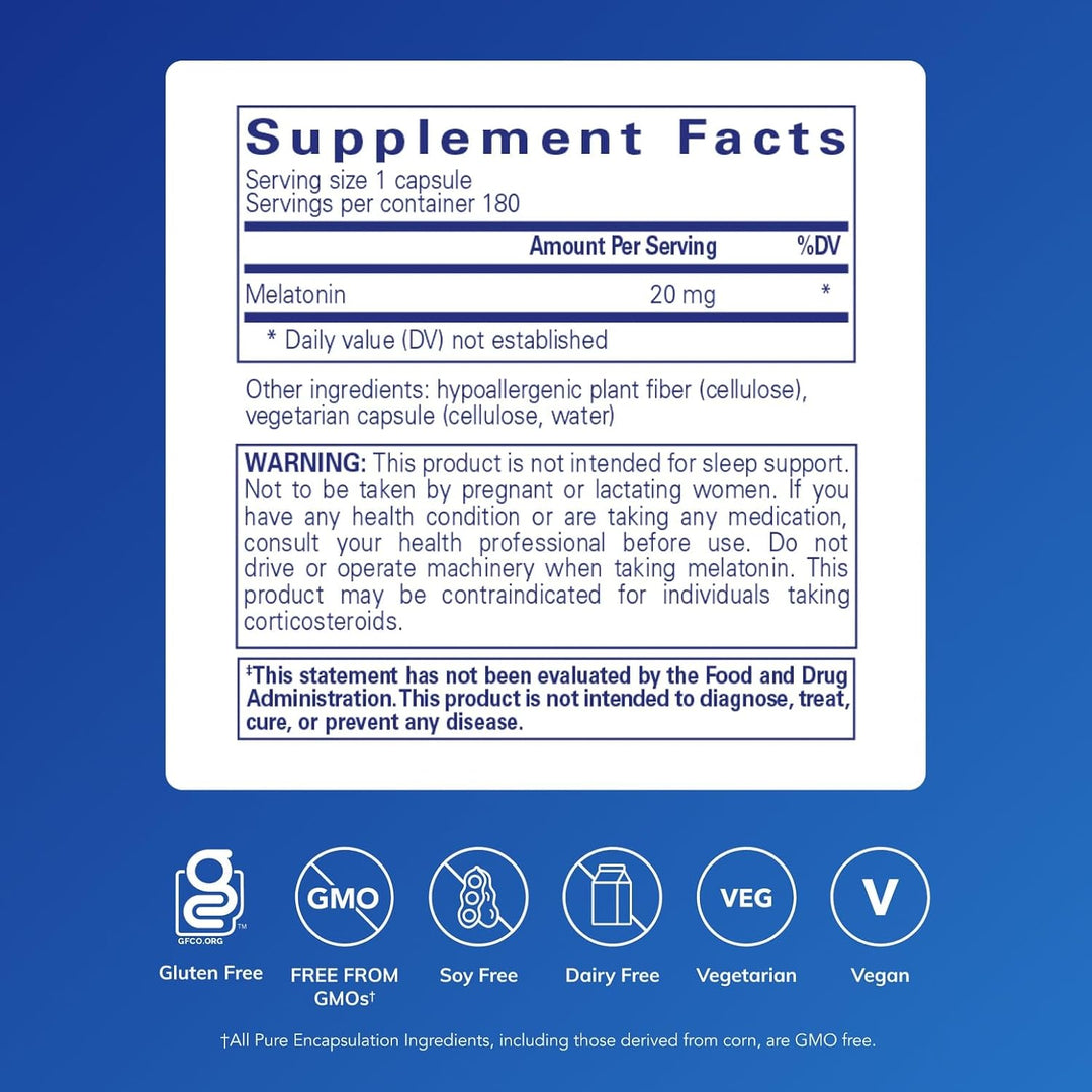 Pure Encapsulations Melatonin Supports Cellular and Immune Health 180 Capsules