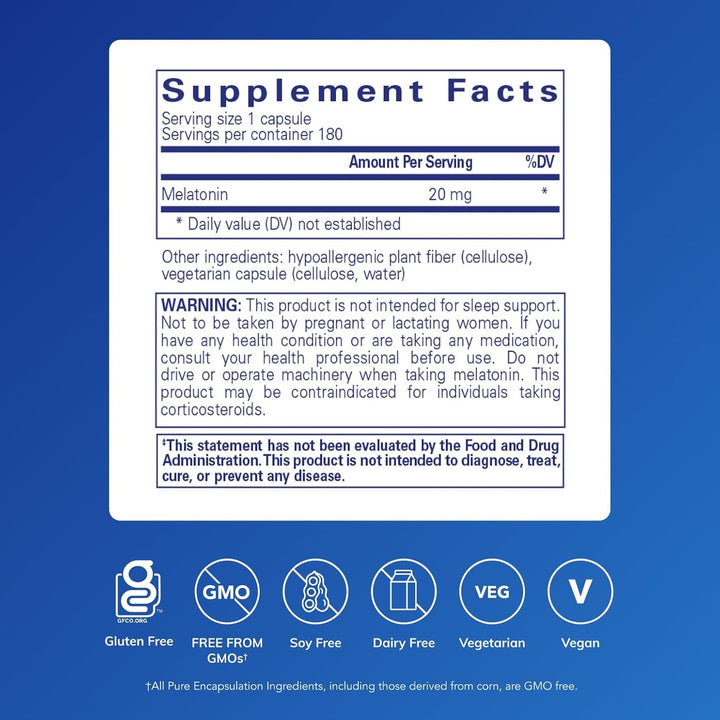 Pure Encapsulations Melatonin Supports Cellular and Immune Health 180 Capsules