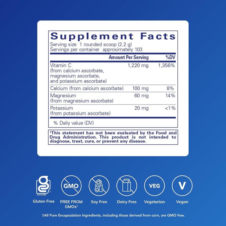Pure Encapsulations Buffered Ascorbic Acid Supports Immune Function 8 Ounces.