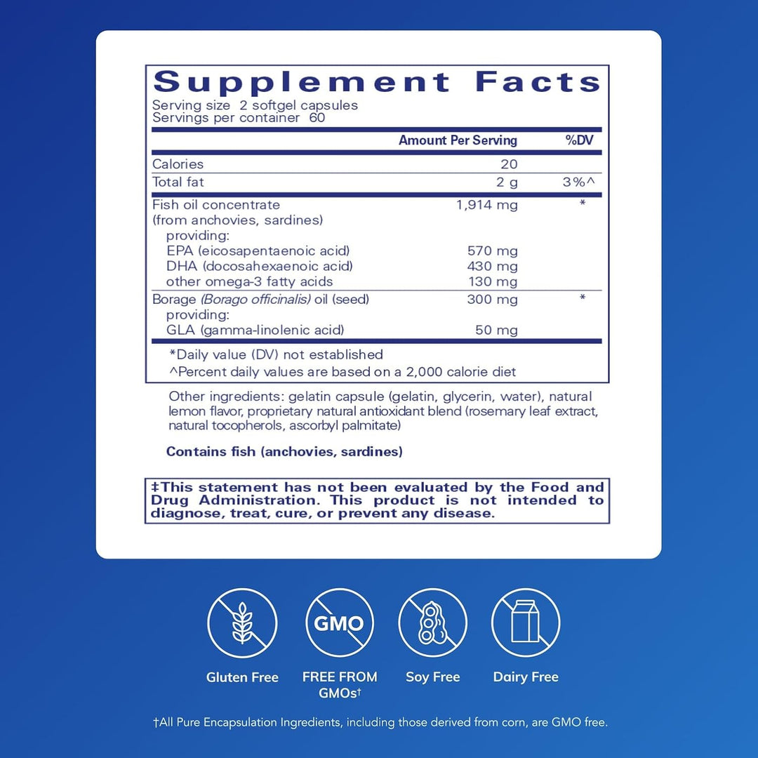 Pure Encapsulations EFA Essentials Supports Heart and Joint Health 120 Softgels